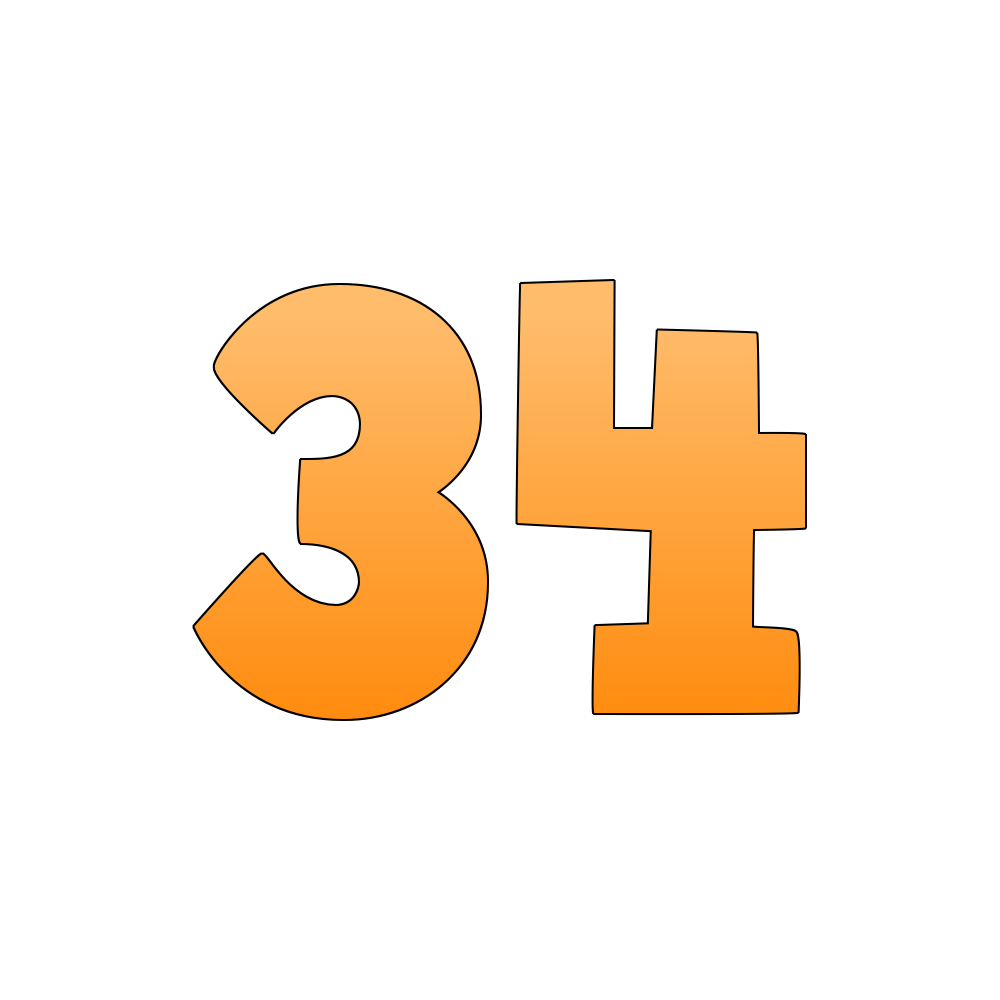 Number Thirty Four Transparent Image
