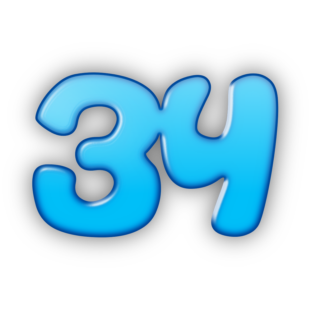 Number Thirty Four Transparent Clipart