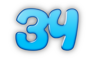 Number Thirty Four PNG