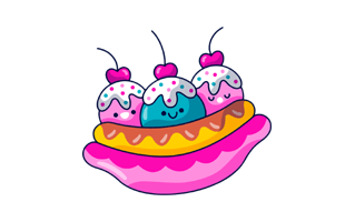 Banana Split Free Sticker PNG