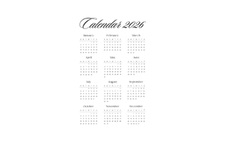 Calendar 2026 PNG