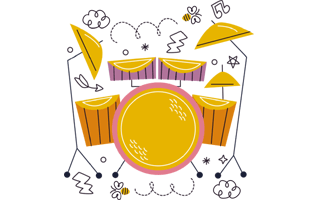 Drum Set Free Sticker PNG