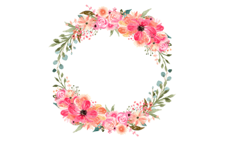 Floral Round Frame PNG