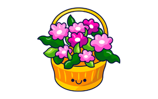 Flower Basket Sticker PNG