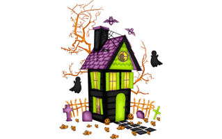 Halloween Gingerbread House PNG