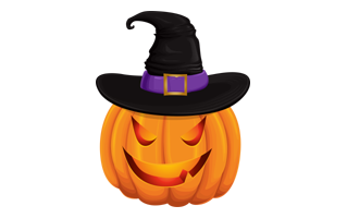 Halloween Pumpkin With Witch Hat PNG