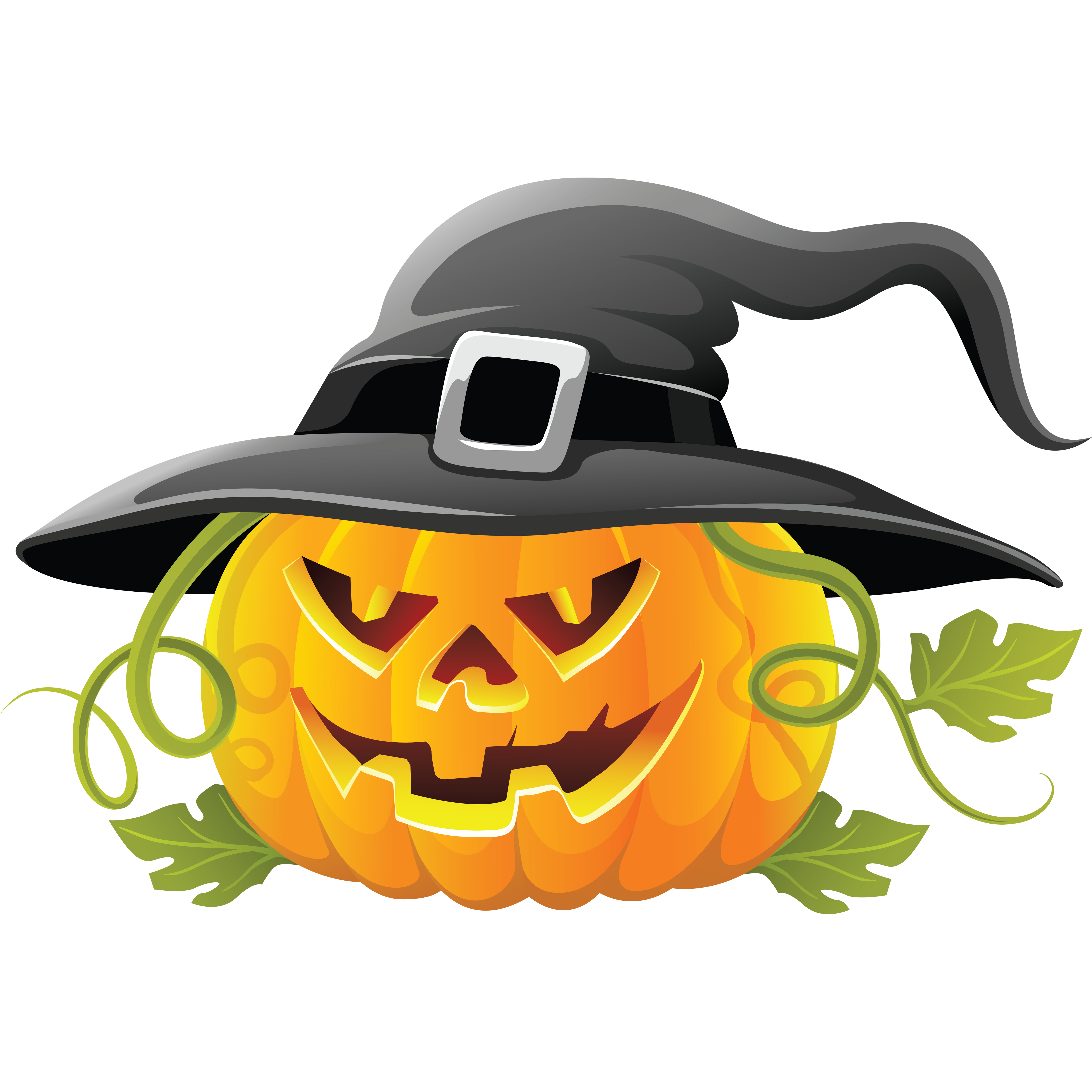 Halloween Pumpkin With Witch Hat Transparent Picture