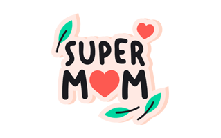 Super Mom Stickers PNG
