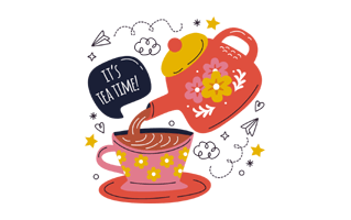 Tea Time Free Sticker PNG