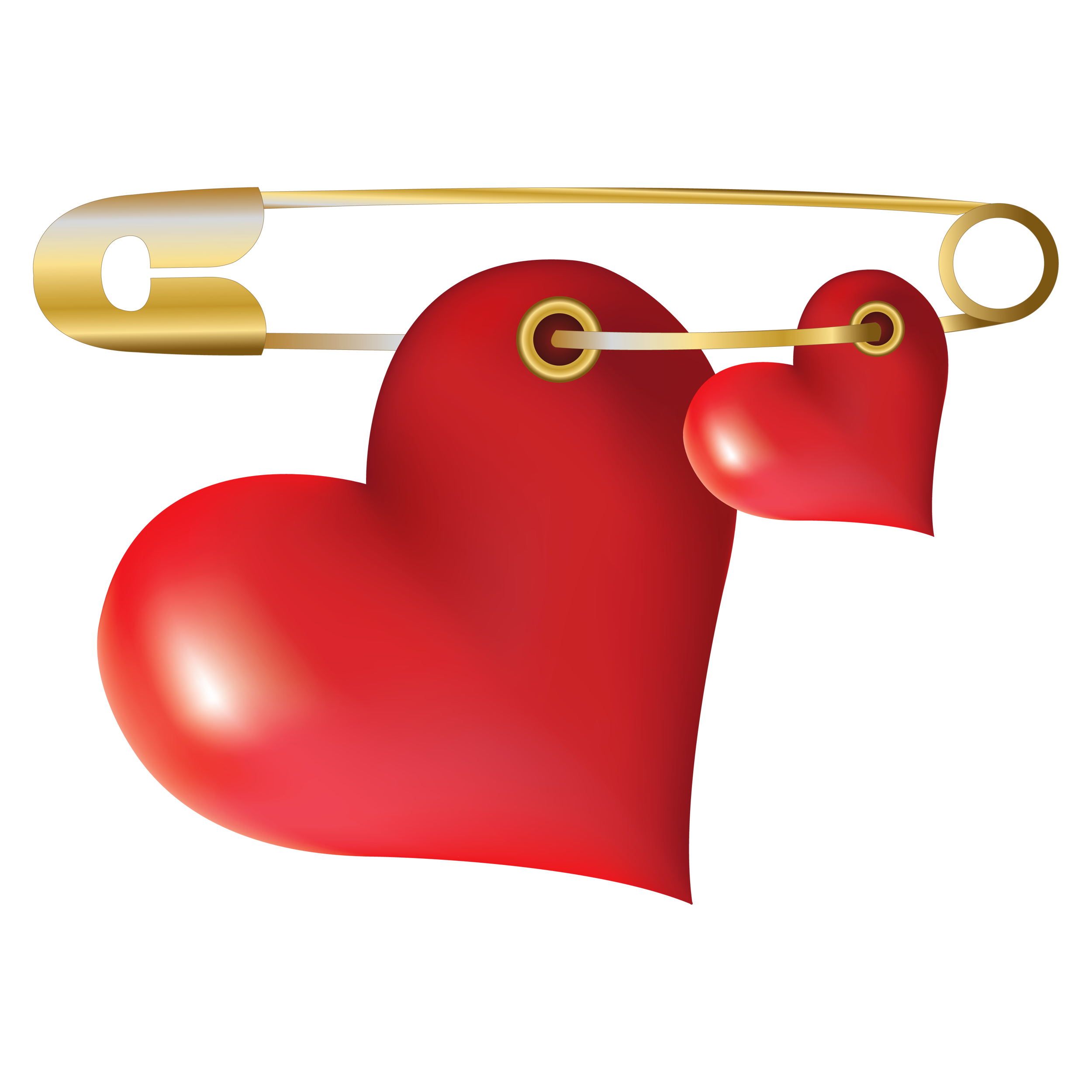 Two Hearts with Safety Pin Transparent Photo