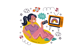 Watching Tv Free Sticker PNG