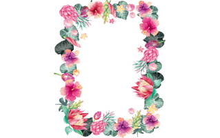 Watercolor Floral Frame PNG